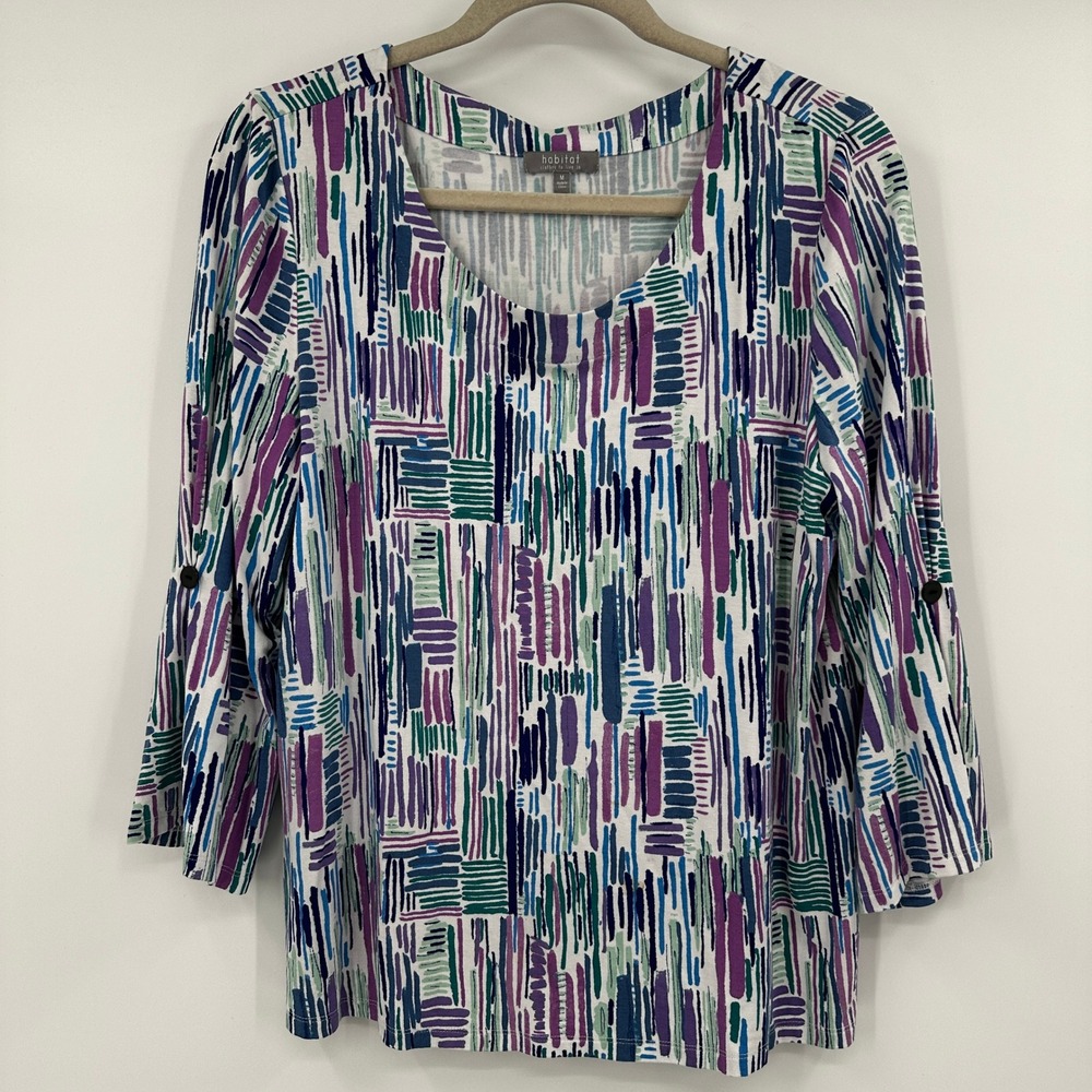Habitat Clothes To Live In‎ Medium Abstract Print Knit Top Medium Artsy Eclectic